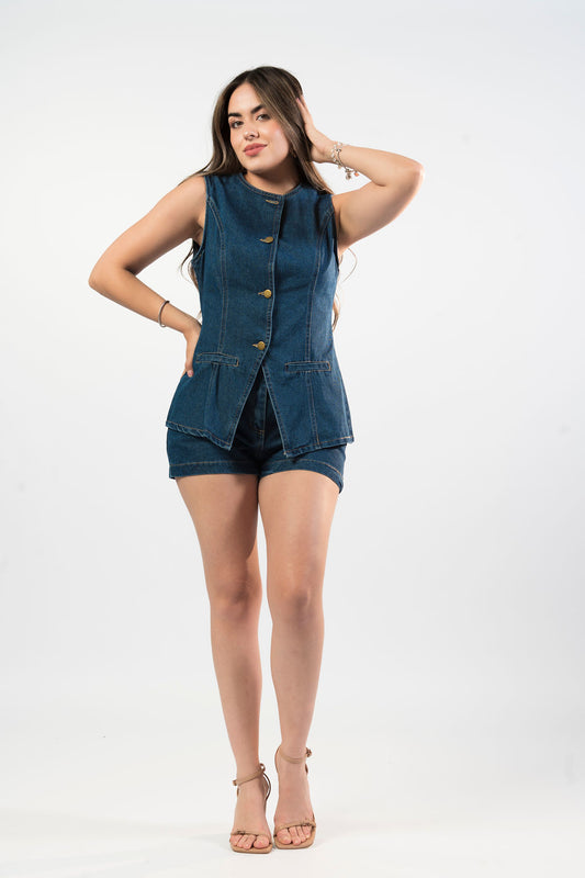 DENIM VEST & SHORT SET