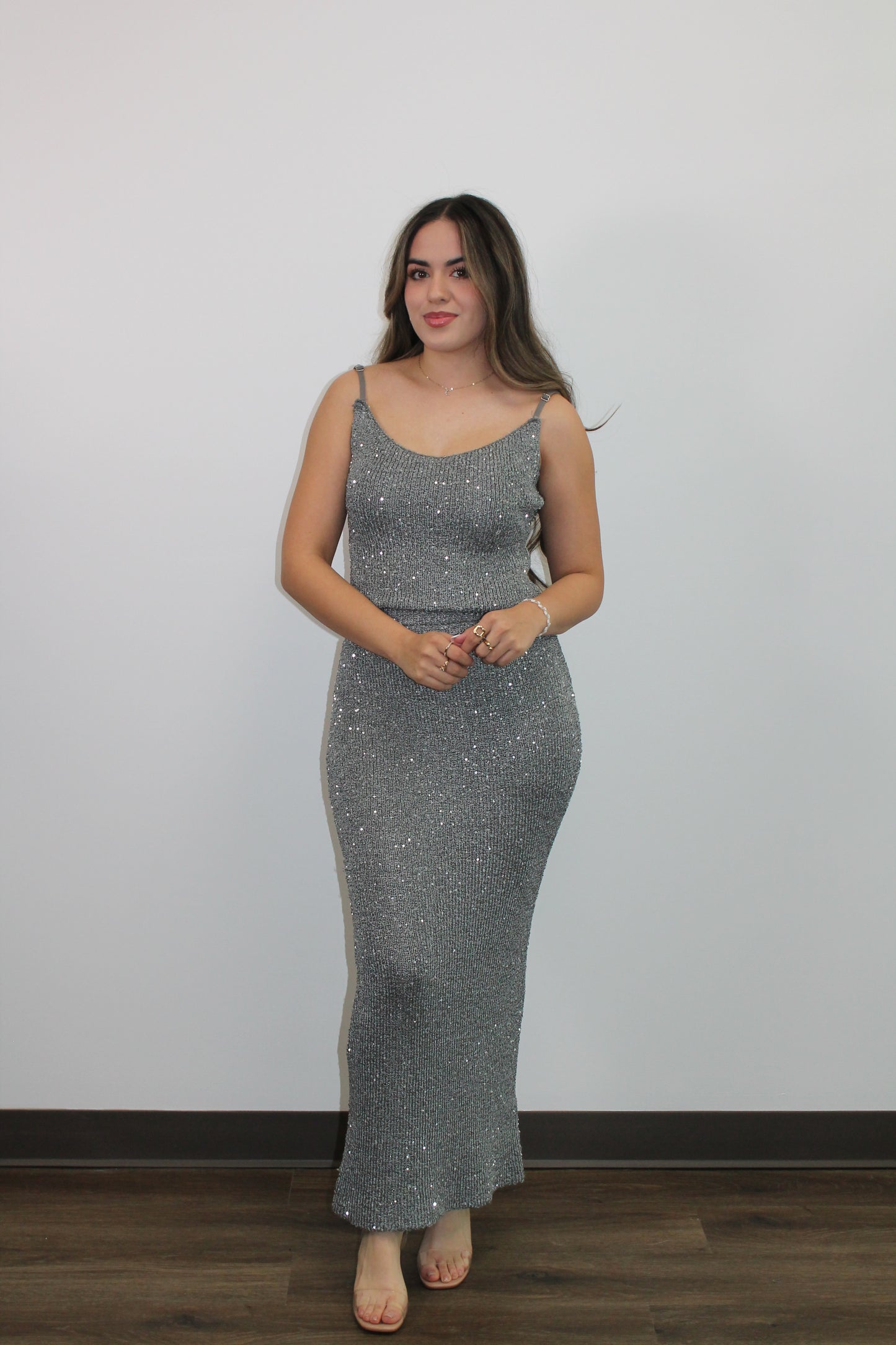 SILVER SEQUIN SET