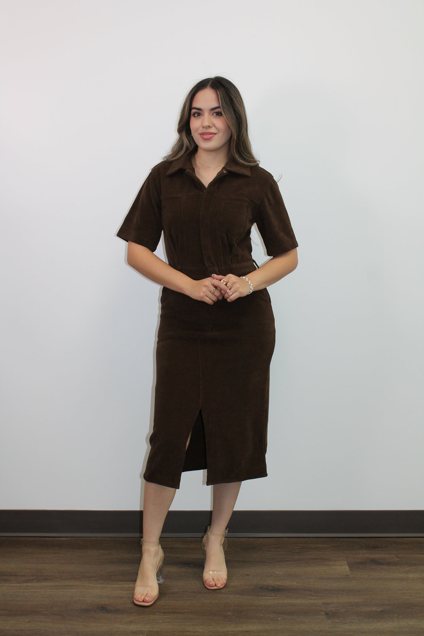 BROWN CORDUROY DRESS