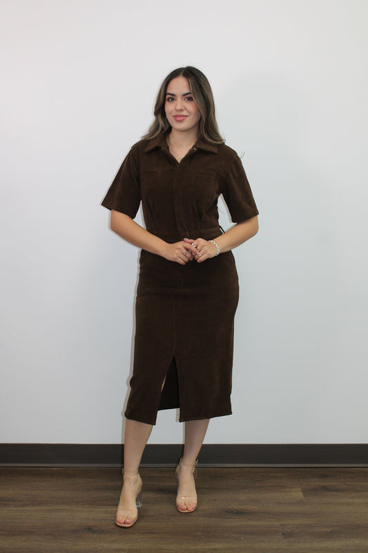 BROWN CORDUROY DRESS